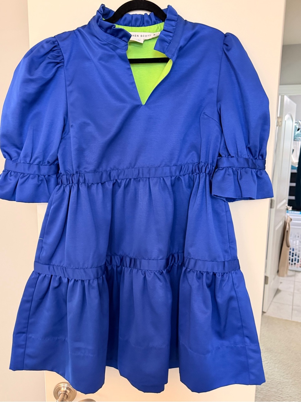 Gretchen Scott Ruffle Tiered Dress in Royal Blue
